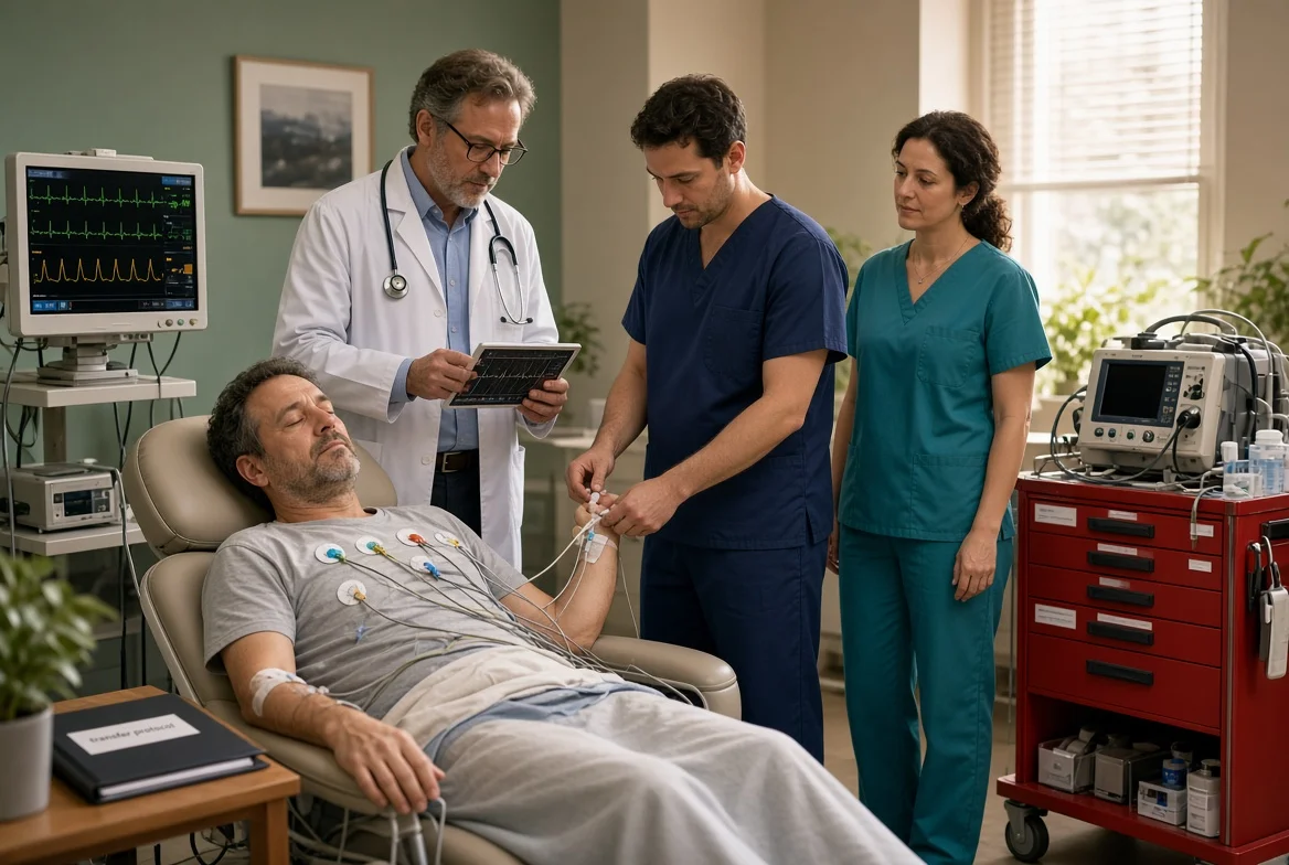 A cardiologist, an emergency physician and an ACLS-trained nurse in the room during an ibogaine session