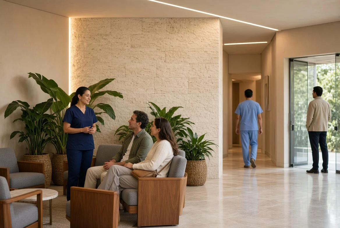 Families and staff in the lobby of the licensed facility