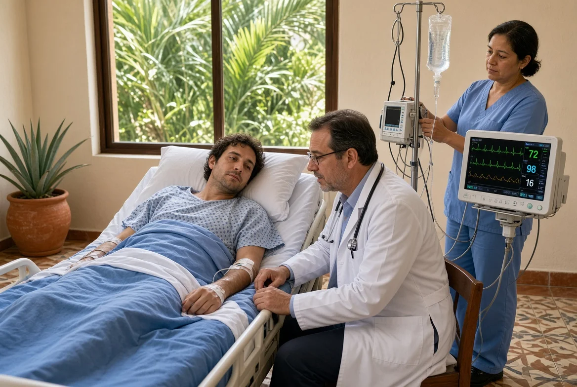 Physician supervising an opioid patient at the bedside during the 7-day program