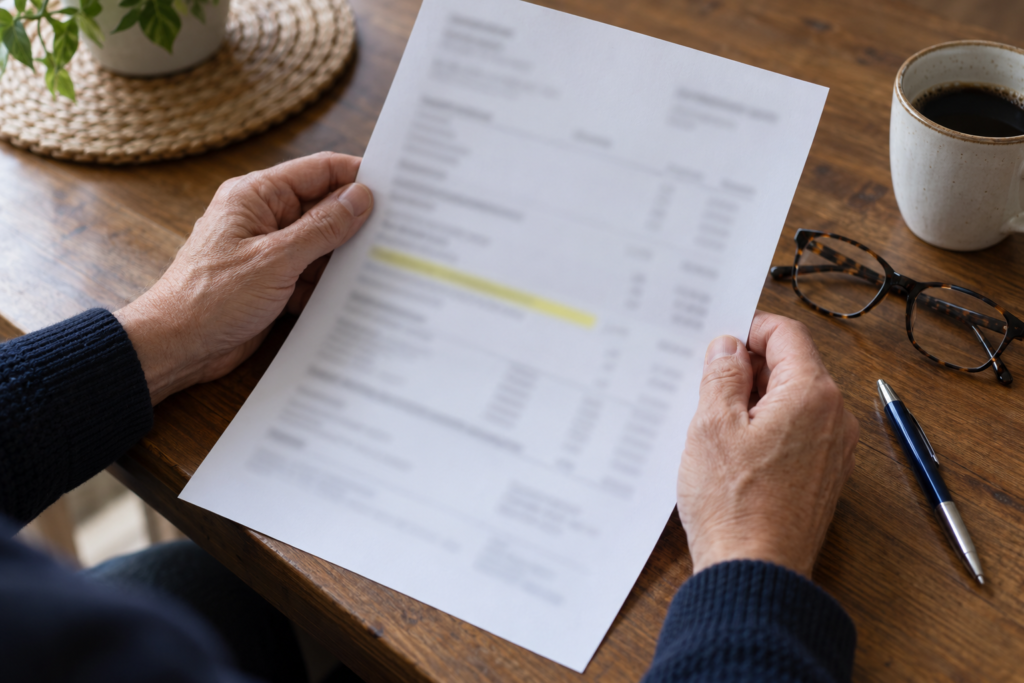 Family member highlighting an opioid dependence diagnosis code on a printed medical record